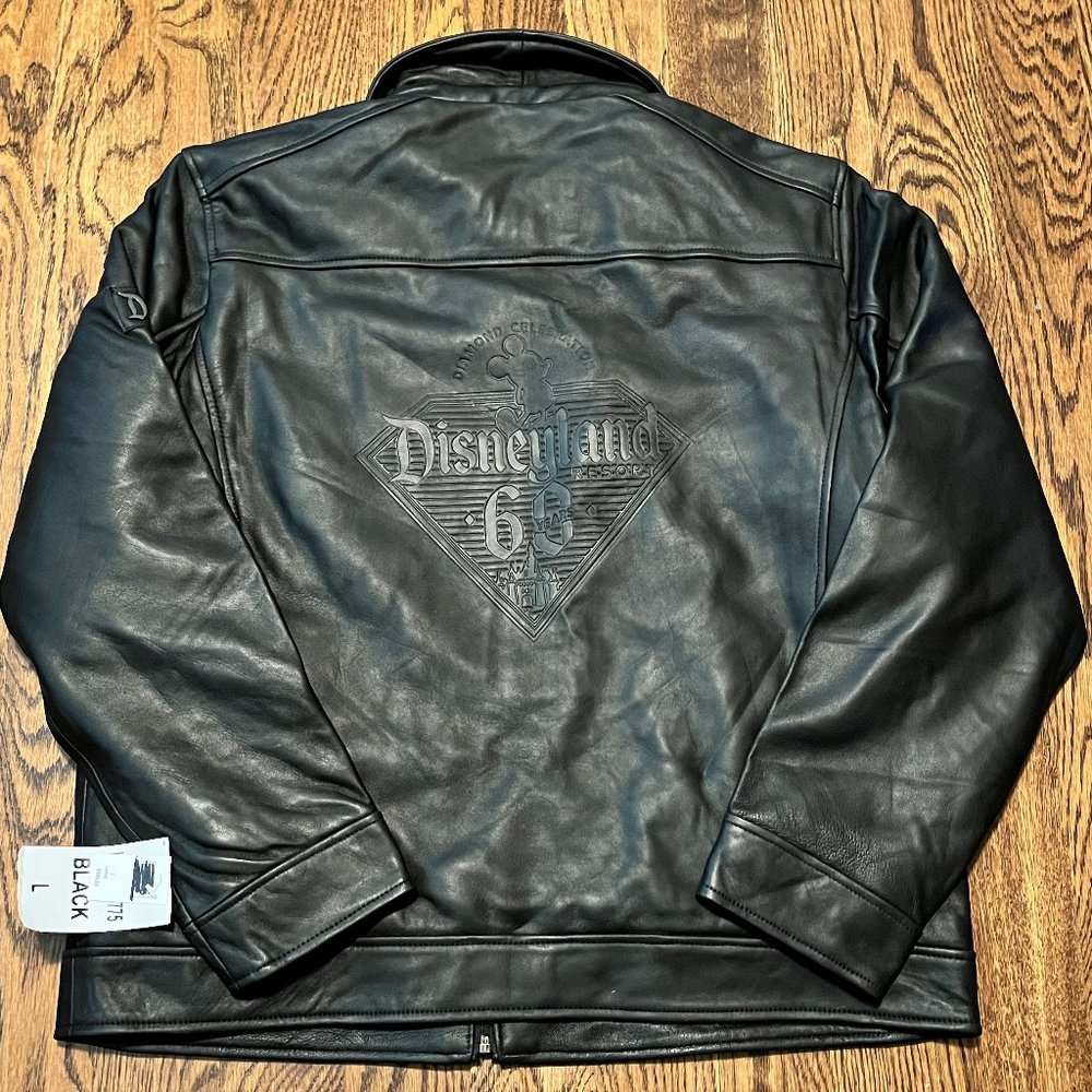 Disneyland 60th Anniversary Leather Jacket Large Embossed Soft Mickey Mouse NWT